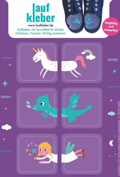 Schuh- Aufkleber FABELWESEN- Einhorn,Drache, Fee