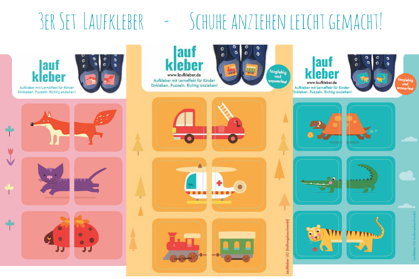 Laufkleber 3er Set, verschiedene Motive