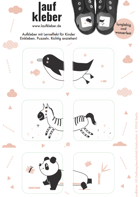 Laufkleber – Schwarz weiße Tiere
